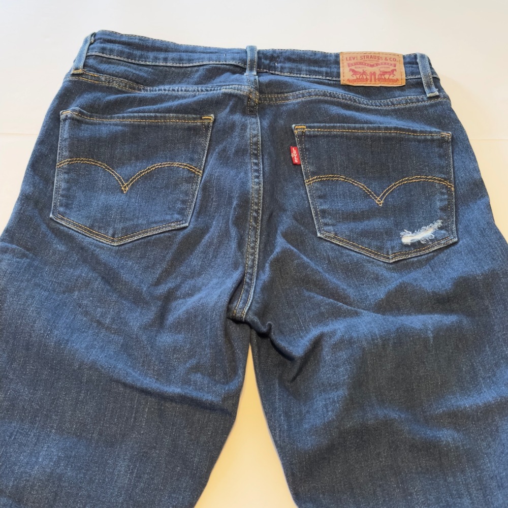 Levis 721 High Rise Skinny Ankle Jeans Blue Distressed Ripped Womens Size 29 - Picture 13 of 13